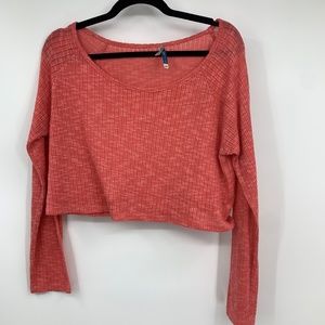 Wall Flower womens XL sweater pullover cropped boxy scoop neck casual boho‎